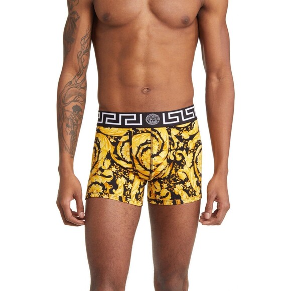 NWT Versace Barocco Greca Underwear Trunk Boxer Briefs Black Gold Size IT 3/ S - Picture 4 of 11
